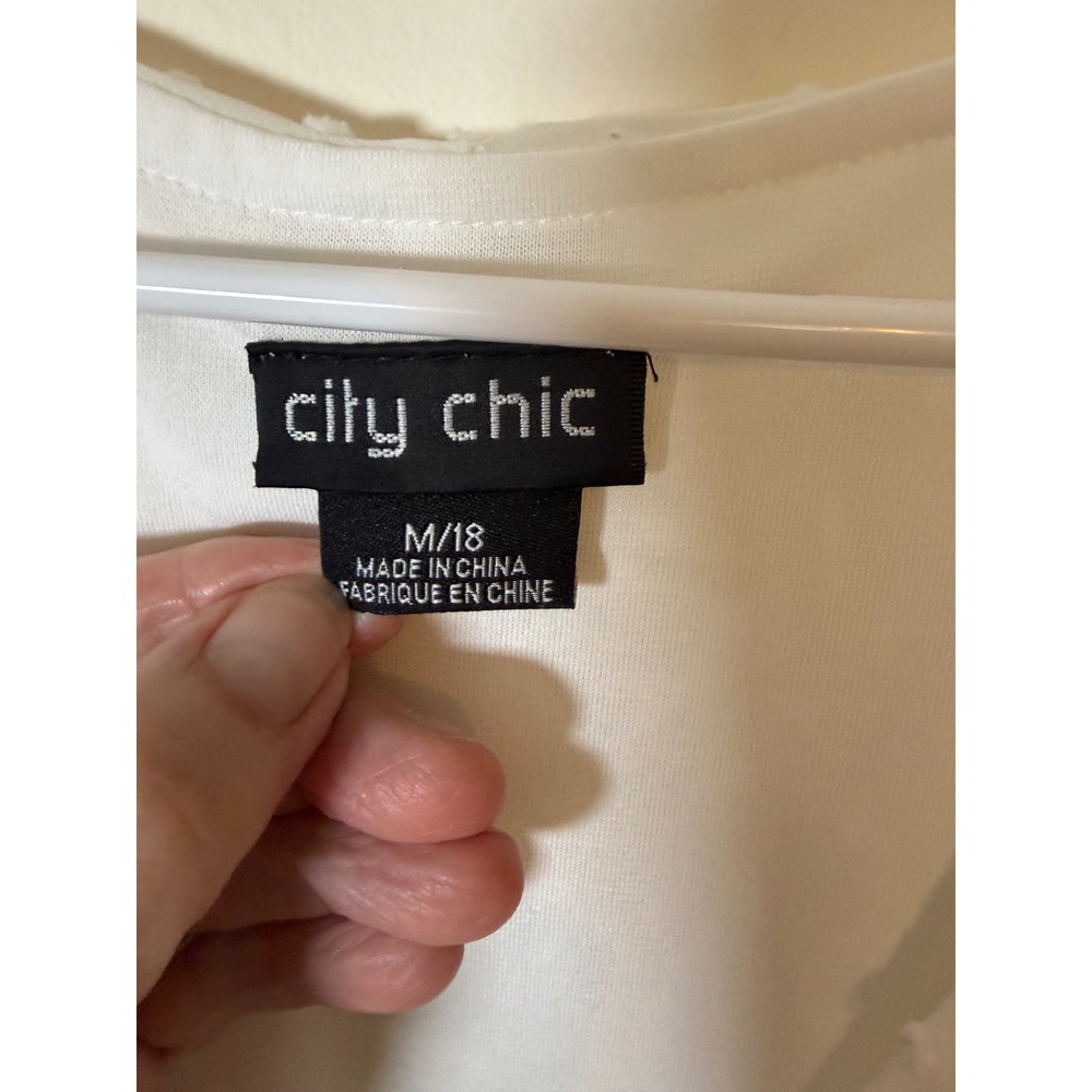 City Chic White Swiss Dot Ruffle Wrap Romper Flutter Sleeve Size M/18 - Picture 13 of 15